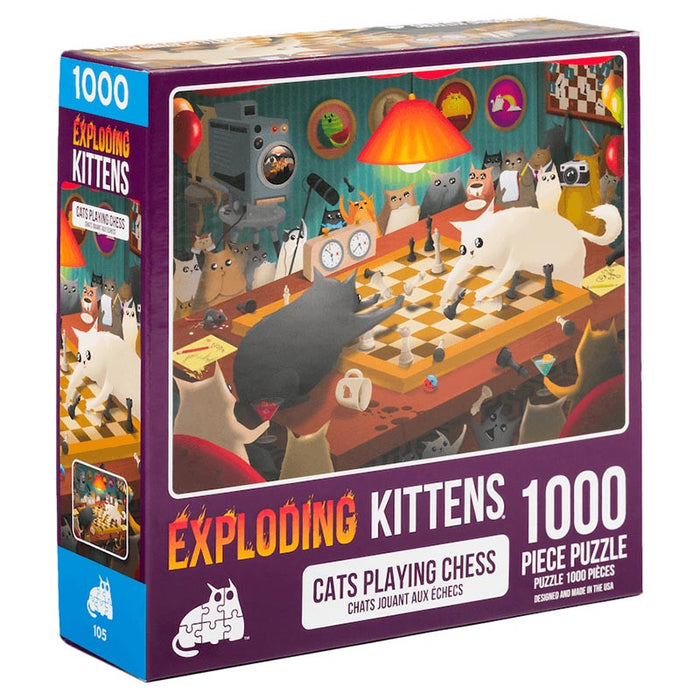 Exploding Kittens Puzzle: Cats playing Chess (1000 pcs)