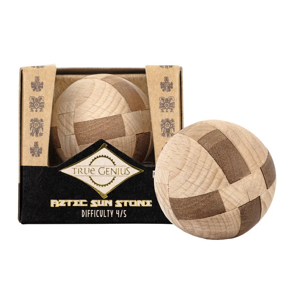 True Genius: Aztec Sun Stone - Interlocking Wooden Sphere Puzzle