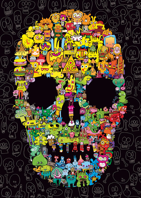 Jigsaw Puzzle: Burgerman Doodle Skull (1000 Pieces) - Unwind Online