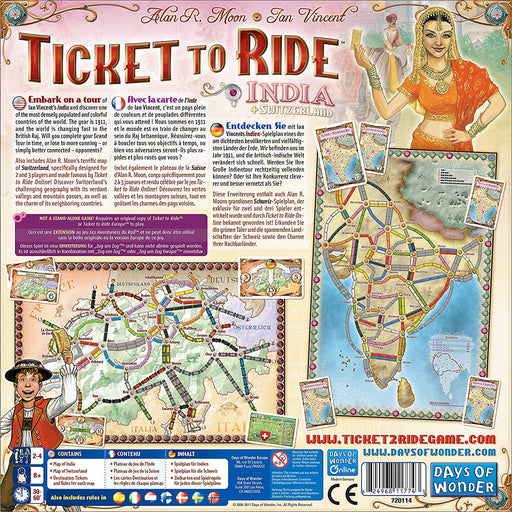 Ticket to Ride - India & Switzerland Expansion - Unwind Board Games Online
